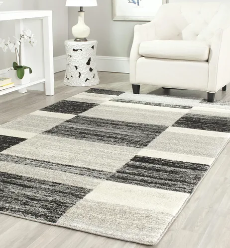 Miniatura 8 de SAFAVIEH Retro Collection - Alfombra de pasillo, 2 pies 3 pulgadas x 7 pies, negro y gris claro, diseño abstracto moderno, no desprende pelusa
