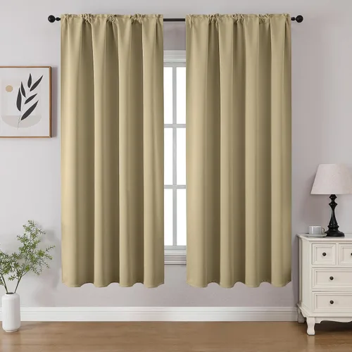 Miniatura 72 de CUCRAF - Cortinas opacas beige de 45 pulgadas, juego de 2 paneles con bolsillo para barra, cortinas para oscurecer dormitorios y sala de estar