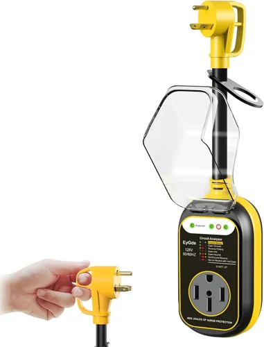 Miniatura 9 de EyGde Adaptador de 15 amperios a 30 Amp 110 RV con protector de sobretensión, adaptador patentado 4500J 5-15P macho a TT-30R RV enchufe RV