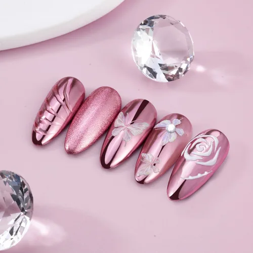 Miniatura 3 de Pretty Diva Polvo Cromado para Uñas - Uñas Oro Rosa/Rosa Polvo Cromado Efecto Espejo, Pigmento de Polvo Cromado Espejo Metálico Premium