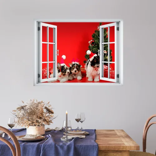 Miniatura 9 de wall26 Adhesivo de Pared Papá Noel Llevando Regalos Ventana Abierta Mural, No Se Despega y No Se Pega, Papel Tapiz No Tejido Decorativo