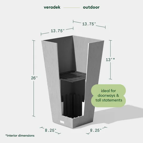 Miniatura 2 de Veradek V-Resin - Macetero cónico para interiores y exteriores, paquete de 2 (26 pulgadas, gris)