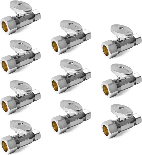 Miniatura 8 de Paquete de 10 válvulas de parada angular EFIELD de 1/2 pulgadas nominal (5/8 pulgadas de diámetro) de compresión x 3/8 pulgadas de diámetro