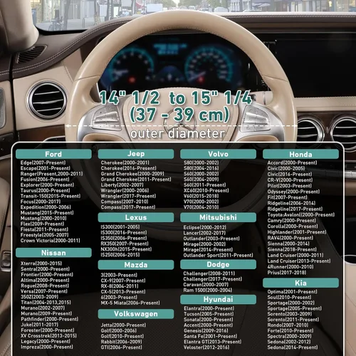 Miniatura 6 de SEG Direct Funda bohemia para volante con tela de manta Baja, cubierta para volante de estilo étnico hecha de lino grueso, se adapta a volantes