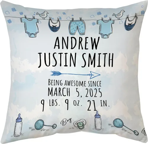 Miniatura 17 de Hyturtle Almohada personalizada para niños y niñas (inserto incluido) Regalos - Cojín de guardería - Nuevo regalo para bebé niño niña - Almohada