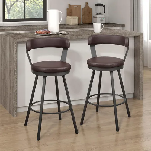 Miniatura 13 de Lexicon Ruthie - Juego de 2 taburetes giratorios para encimera de cocina con respaldo, 25.5 pulgadas de altura de asiento de 25.5 pulgadas, sillas