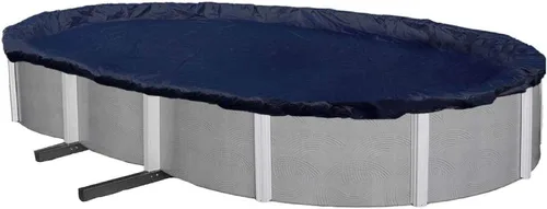 Miniatura 8 de Winter Block Cubierta de Invierno para Piscina Sobre el Suelo, Se Adapta a Ovalada de 12' x 18', Azul Sólido – Incluye Cabrestante y Cable