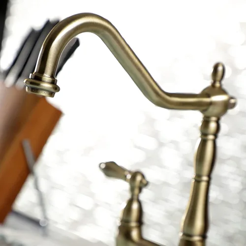 Miniatura 13 de Kingston Brass KS1273ALBS Heritage - Grifo de puente de cocina de 8 pulgadas con rociador de latón, latón antiguo