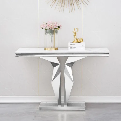Miniatura 16 de Mesa de centro de mármol negro Henf de lujo, mesa auxiliar rectangular de mármol sintético de imitación con base de acero inoxidable dorado