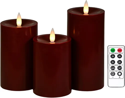 Miniatura 11 de Velas de pilar sin llama parpadeantes con temporizador remoto, velas LED que funcionan con pilas de hasta 400 horas, velas de cera real con llama