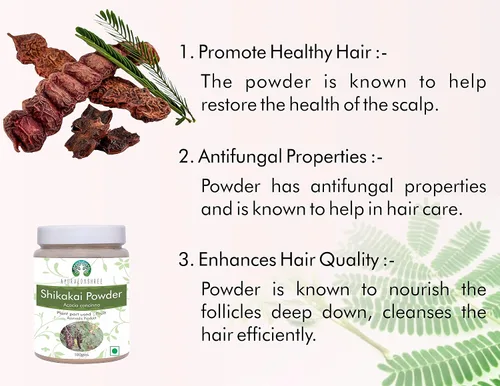 AYURVEDASHREE Shikakai Powder 100 Gm | Acacia concinna Fruit Pods Powder | Limpiador y acondicionador natural para el cabello | Vegano | Sin OMG |