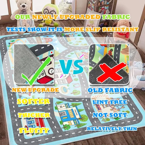 Miniatura 2 de Alfombra para niños, alfombra de coche para niños, tapete de juego, alfombra para coches de juguete para sala de juegos, aula, habitación de niños