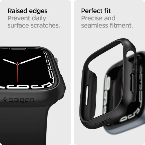Miniatura 7 de Spigen Thin Fit Diseñado para Apple Watch Case Series 9/8/7 45mm Funda ligera de PC rígida - Negro