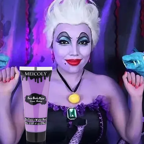 Miniatura 3 de MEICOLY Pintura facial color morado claro crema, tubo grande de 2.37 onzas, pintura de cuerpo completo a base de agua para adultos y niños, pintura