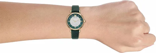Miniatura 6 de Emporio Armani Reloj de vestir de acero inoxidable para mujer, verde (GREEN Leather), Reloj de cuarzo