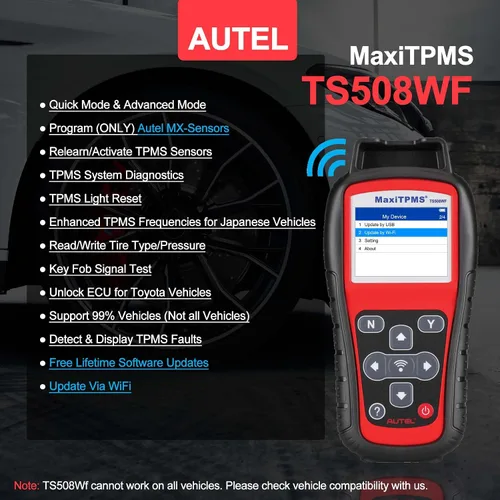 Miniatura 2 de Autel MaxiTPMS TS508WF Herramienta de programación TPMS, reaprendizaje y reinicio WiFi para sensores de presión de neumáticos, diagnosticar, activar