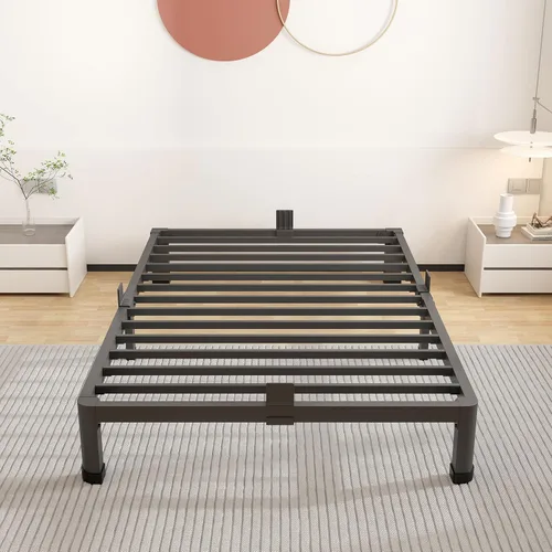 Miniatura 21 de ROIL Marcos de cama de 14 pulgadas con cabecera, tamaño individual XL, con agujeros para cabecero y patas de esquinas redondas, con sujetadores