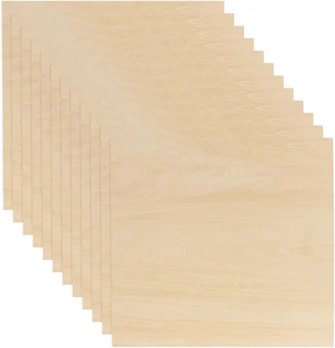 Miniatura 8 de Paquete de 10 hojas de madera de tilo de 0.118 in, 10 x 10 x 1/8 pulgadas, madera fina natural sin terminar para manualidades, pintura, pasatiempos