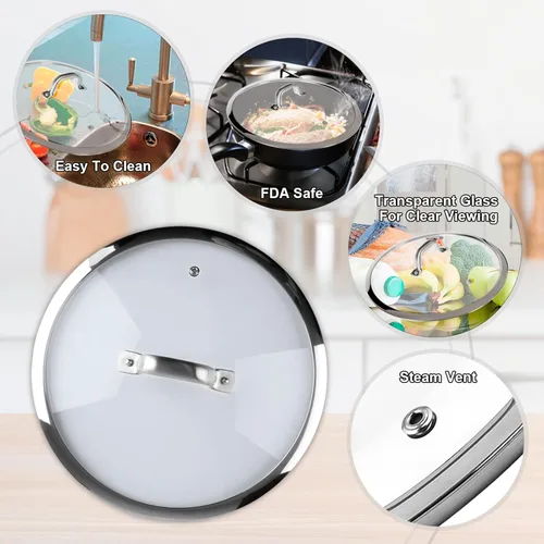 Miniatura 6 de Duxtop Tapa de repuesto de vidrio para utensilios de cocina (diámetro interior: 8-5/8 pulgadas, diámetro exterior: 9-1/4 pulgadas)
