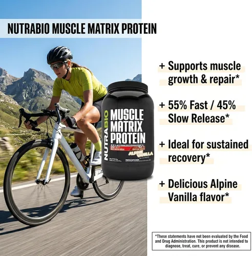Miniatura 5 de NutraBio Muscle Matrix Proteína en polvo – 0.88 oz de proteína por cucharada – Combo aislado de suero y caseína micelar para liberación rápida