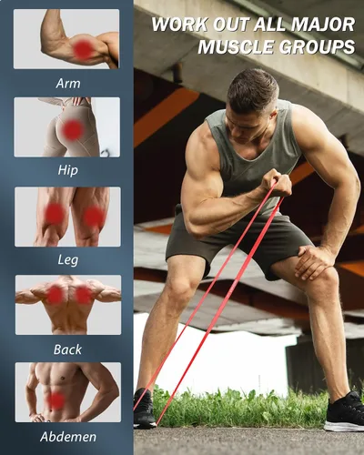 Miniatura 4 de Bandas de resistencia para entrenamiento, juego de bandas elásticas de asistencia de 5 niveles para hombres y mujeres, bandas de ejercicio