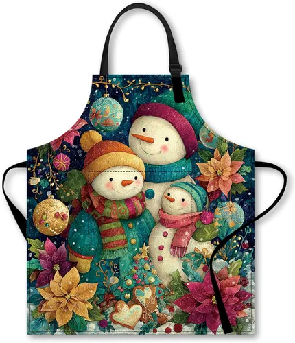 Nuxovilar Delantales para mujer con bolsillos, 26.77 x 30.7 pulgadas, ideal para cocinar, hornear, reuniones de Navidad