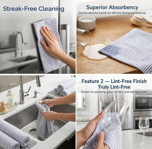 Miniatura 406 de Urban Villa Toallas de cocina 100% algodón para cocina (juego de 6) 20"x30" toallas de cocina altamente absorbentes, juego de ropa de cocina