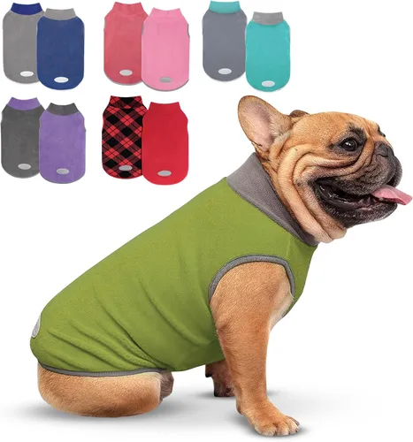 Miniatura 9 de cyeollo Paquete de 2 suéteres elásticos de forro polar para perro, chaqueta reflectante de invierno para perros, suéteres para perros medianos