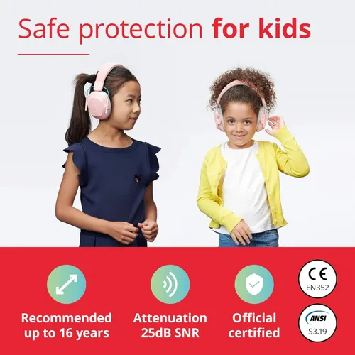 Miniatura 2 de Alpine Muffy Kids - Protección auditiva - Certificado CE y ANSI - Ajustable para edades de 3 a 16 años - Auriculares con cancelación de ruido - Rosa