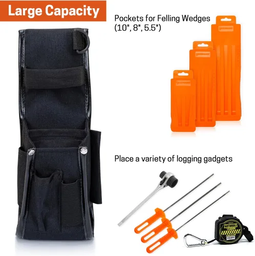 Miniatura 4 de Bolsa para cinturón de cuña de tala, ajustable para varios cinturones, bolsa de cuña de tala de árboles para cortar árboles