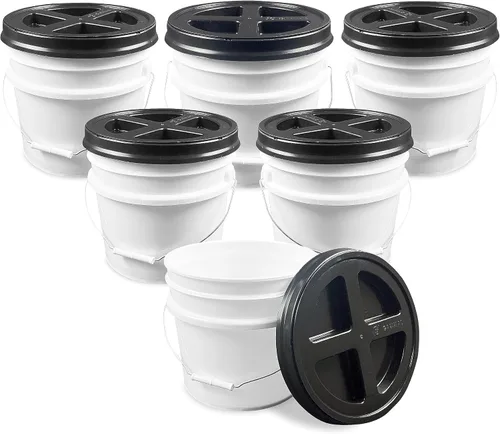 Miniatura 19 de ePackageSupply Cubo de 3.5 galones con tapa, cubo de grado alimenticio con tapa hermética de rosca con sello gamma hermético, plástico de Rojo