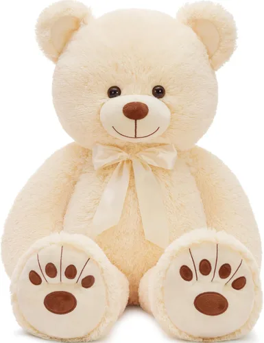 Miniatura 14 de MorisMos Oso de Peluche Azul Gigante, Peluche Grande de 36 pulgadas para Baby Shower, Oso de Tamaño Real para Niños, Niñas, Novia en Cumpleaños, San