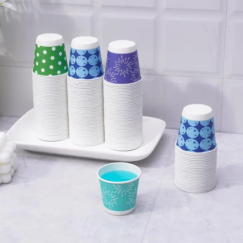 Miniatura 5 de Tamone Paquete de 600 unidades de tazas de baño de 3 onzas, pequeñas tazas de papel, tazas desechables con diseño de globo, azul, verde, naranja