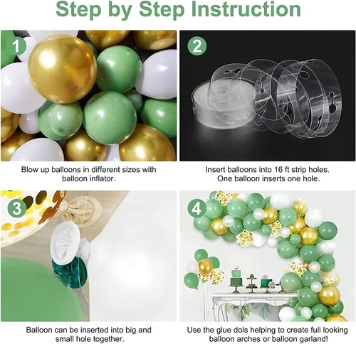 Miniatura 3 de Kit de guirnalda de arco de 139 globos de látex (verde oliva)