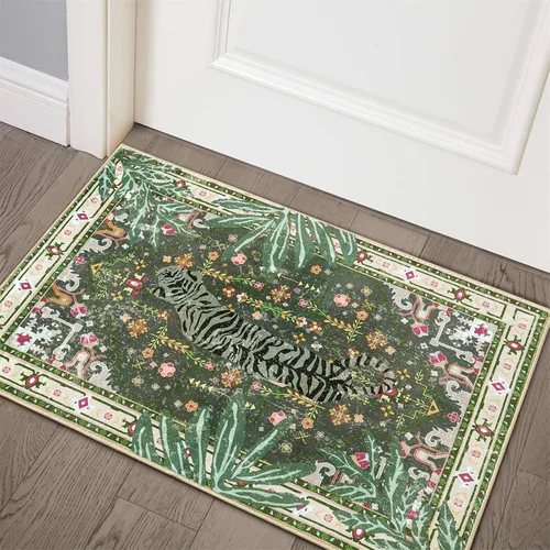 Miniatura 21 de Alfombras hippie, alfombras de 2 x 3 de lana sintética tropical rosa boho para baño, cocina, entrada interior pequeña. Alfombra moderna vintage