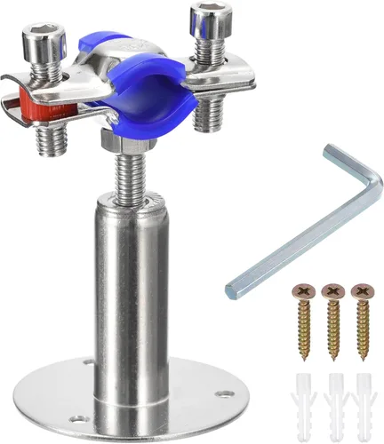uxcell Soporte de tubería de acero inoxidable para montaje en pared, soporte de tubería de montaje en techo, correa de tubo de abrazadera ajustable
