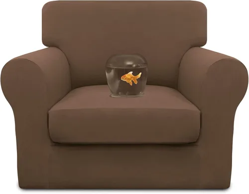 Miniatura 22 de Easy-Going Funda de sofá 100% impermeable doble de 3 piezas, elástica, suave, para perros, para sofá de 2 cojines separados, protector de muebles a