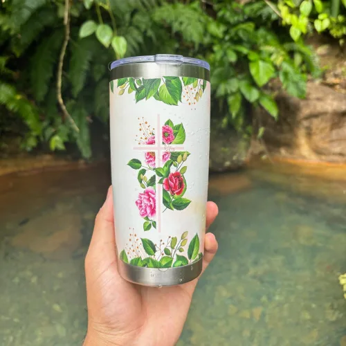 Miniatura 7 de Taza aislada de acero inoxidable inspiradora con tapa y pajita, taza de viaje espiritual, regalo basado en la fe, botella de agua motivacional