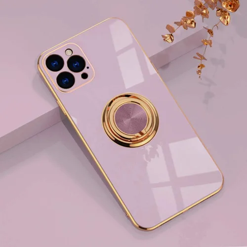 Miniatura 33 de Compatible con iPhone 11 Kickstand, anillo de rotación de 360 grados integrado con borde de oro rosa brillante que funciona con soporte magnético