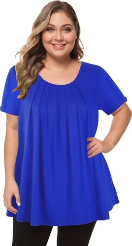 Miniatura 3 de MANER - Blusa de manga corta para mujer, estilo informal, corte suelto, talla L a 4XL