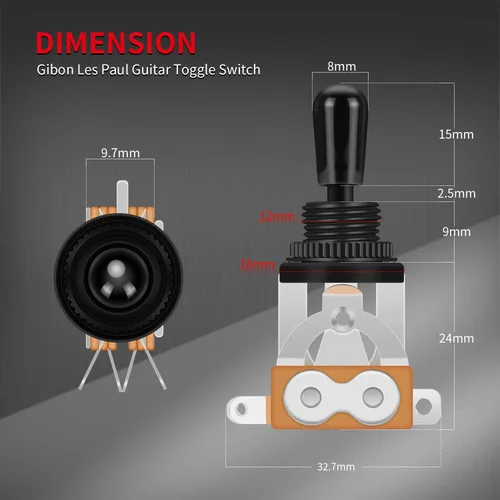 Miniatura 4 de DaierTek Selector de pastilla de interruptor de palanca de guitarra de 3 vías para guitarra eléctrica Gibson Epiphone Les Paul (punta negra)