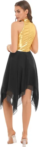 Miniatura 117 de easyforever Vestido de baile sin mangas con bloques de color para mujer, alabanza litúrgica, ropa de baile lírico, vestido de bata de adoración
