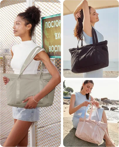 Miniatura 67 de BAGSMART Bolsa de mano para mujer con cremallera, bolsa de gimnasio con compartimentos, bolsa de trabajo para enfermera, baile, bolsa de yoga