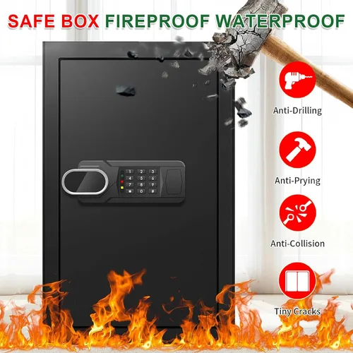 Miniatura 2 de 5.1 Cuft - Caja fuerte grande para el hogar, resistente al agua y al fuego, con teclado digital y cerradura de llave, cajas fuertes de seguridad