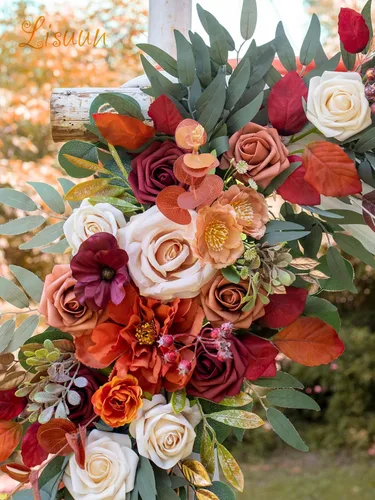 Miniatura 7 de Lisuun Flores de arco de boda, flores artificiales para decoración, guirnalda de flores grandes para estilos bohemios, decoración floral