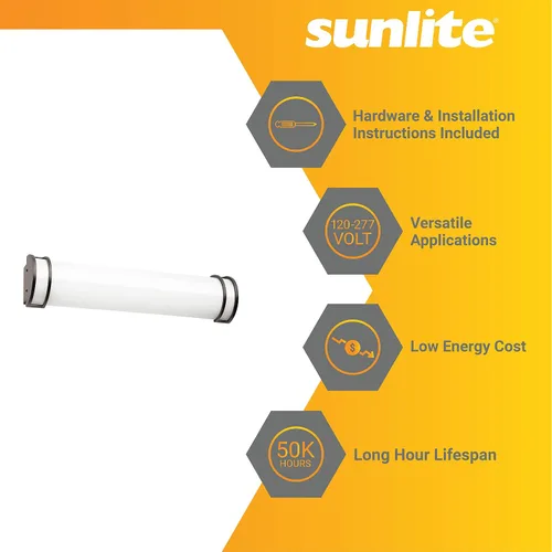 Miniatura 3 de Sunlite 81371 Lámpara LED de tocador de medio cilindro de 24 pulgadas, 25 vatios (equivalente a 150 W), 2200 lúmenes, 3 CCT ajustable 3000K-5000K
