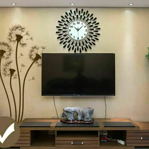 Miniatura 4 de Reloj de pared con diamantes de cristal, reloj de pared moderno, reloj de pared de flores, reloj de metal silencioso, decoración de arte de 23.6 in