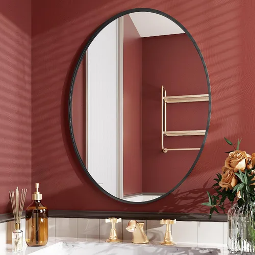 Miniatura 11 de AUYHM Espejo ovalado, espejo de baño pequeño de 20 x 28 pulgadas, espejos de baño, espejo negro para baño, espejos ovalados para baño, espejo