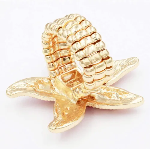 Miniatura 5 de Lavencious Anillo elástico con diseño de estrella de mar para mujer, talla 7-9
