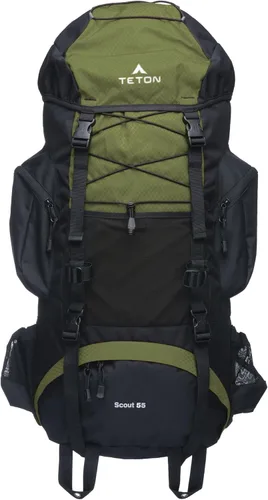 Miniatura 10 de Teton - Mochila con marco interno Scout de 55L para senderismo, camping, mochilero, viajes, cubierta de lluvia incluida, Huckleberry Arándano